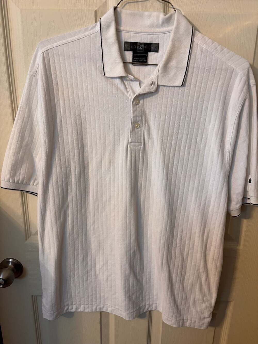 Nike Golf White Vertical Ribbed Pique Polo Shirt